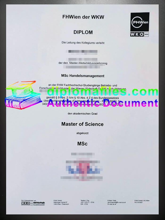 purchase realistic FHWien Fachhochschul Studiengänge diploma