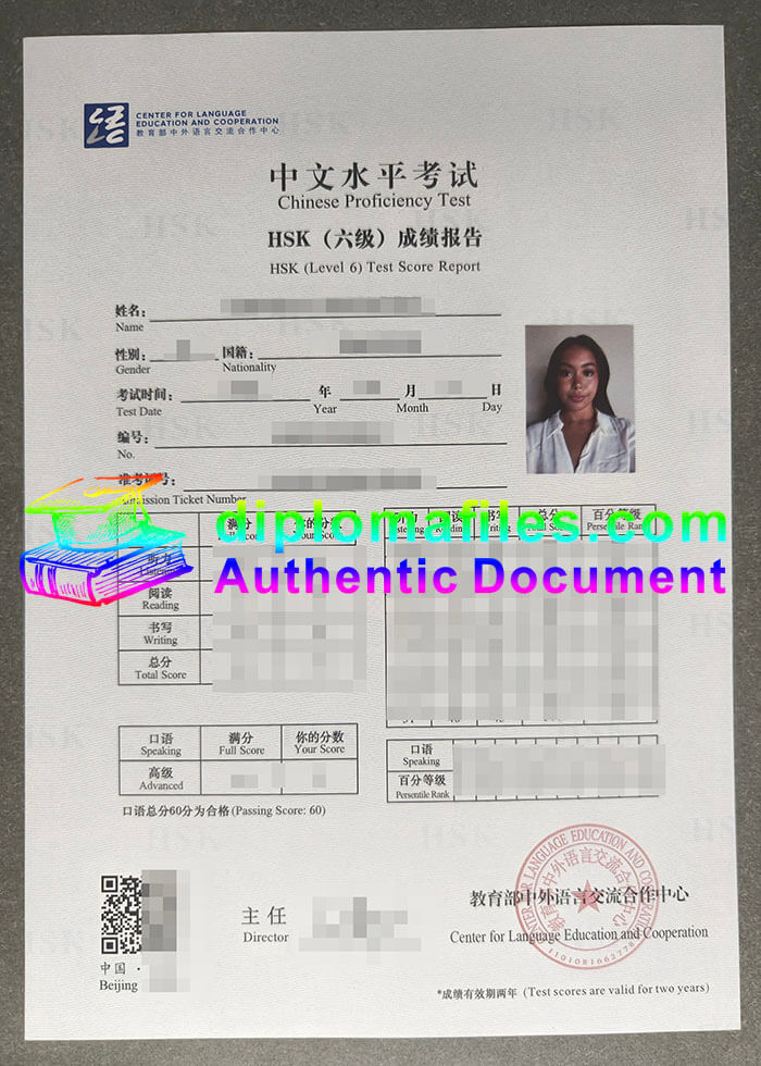 purchase realistic HSK Test Score Report Transcript