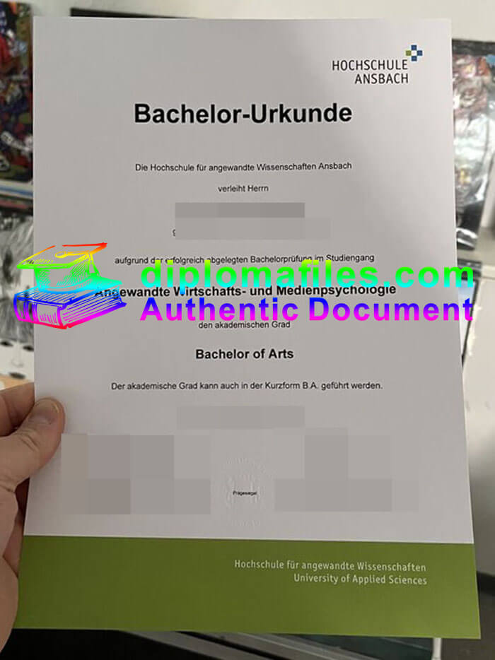 purchase realistic Hochschule Ansbach Urkunde