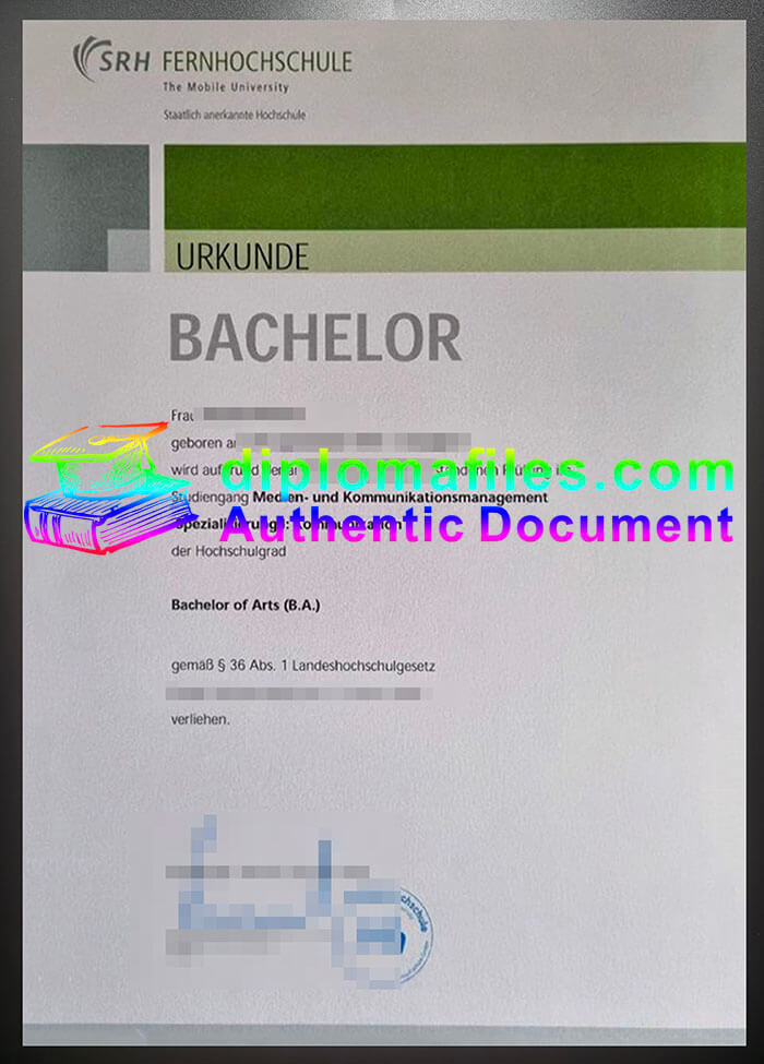 purchase realistic SRH Fernhochschule urkunde