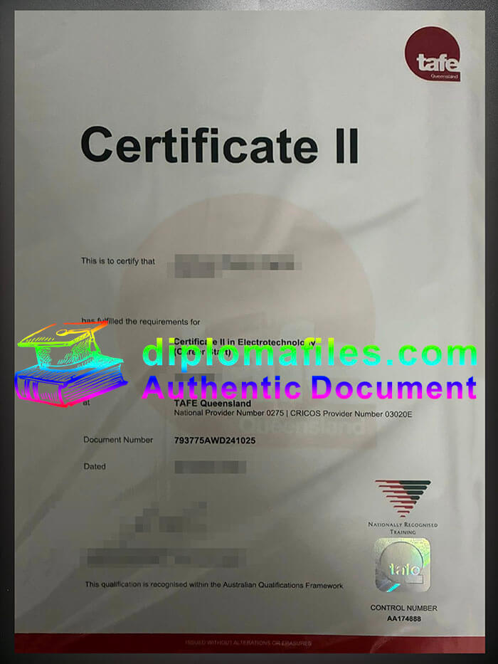 purchase realistic TAFE Queensland Certificate II
