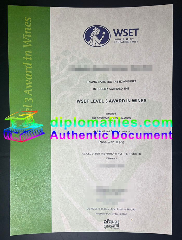 purchase realistic WEST Level 3 Award in Wines certificate