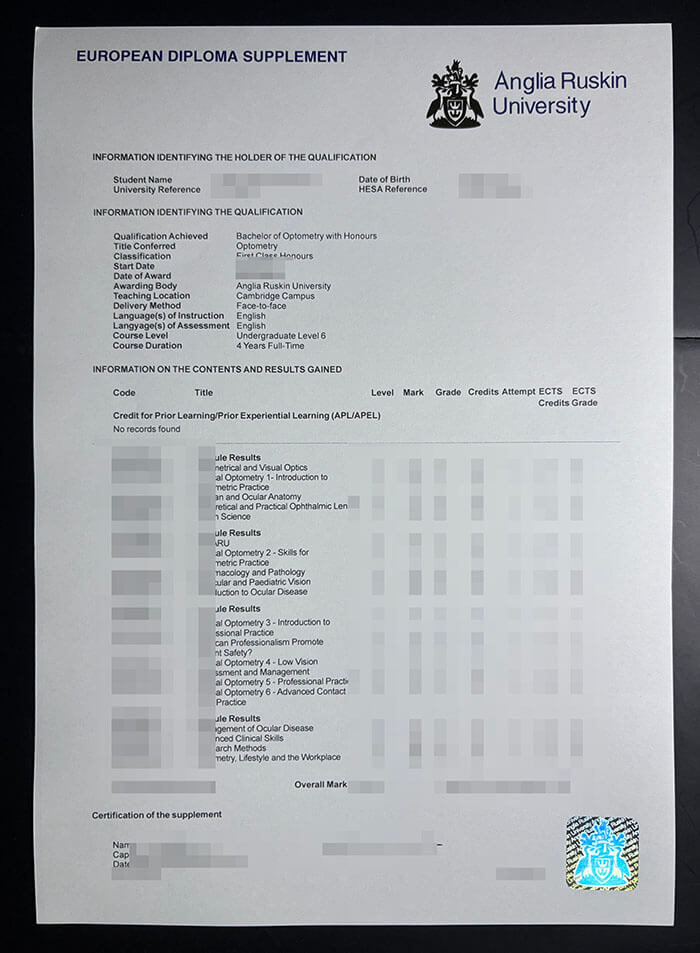 purchase realistic Anglia Ruskin University Transcript