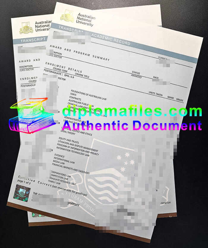 purchase realistic Australian National University Transcript