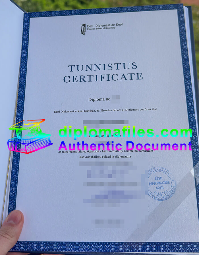 purchase realistic Estonian School of Diplomacy certificate
