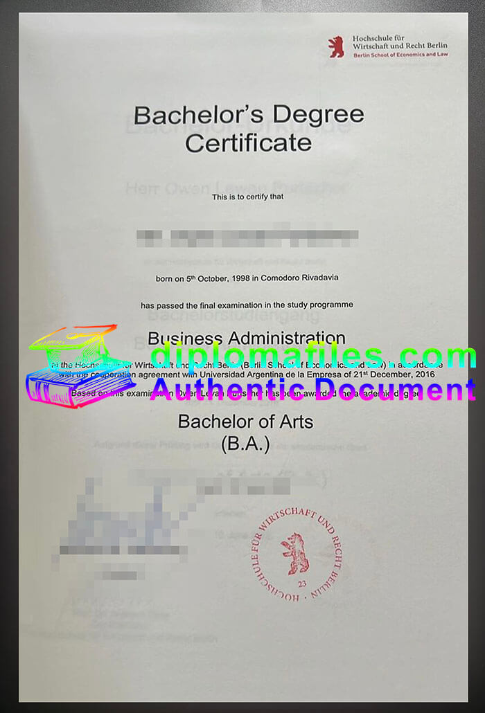 purchase realistic Hochschule für Wirtschaft und Recht Berlin diploma