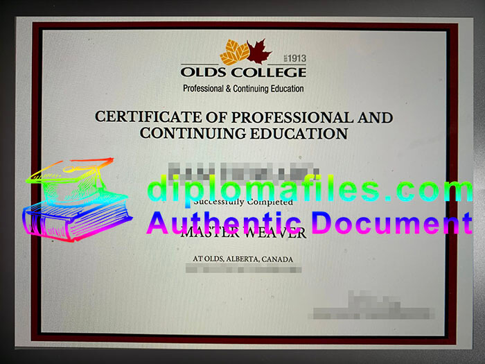 purchase realistic Olds College Professional & Continuing Education certificate