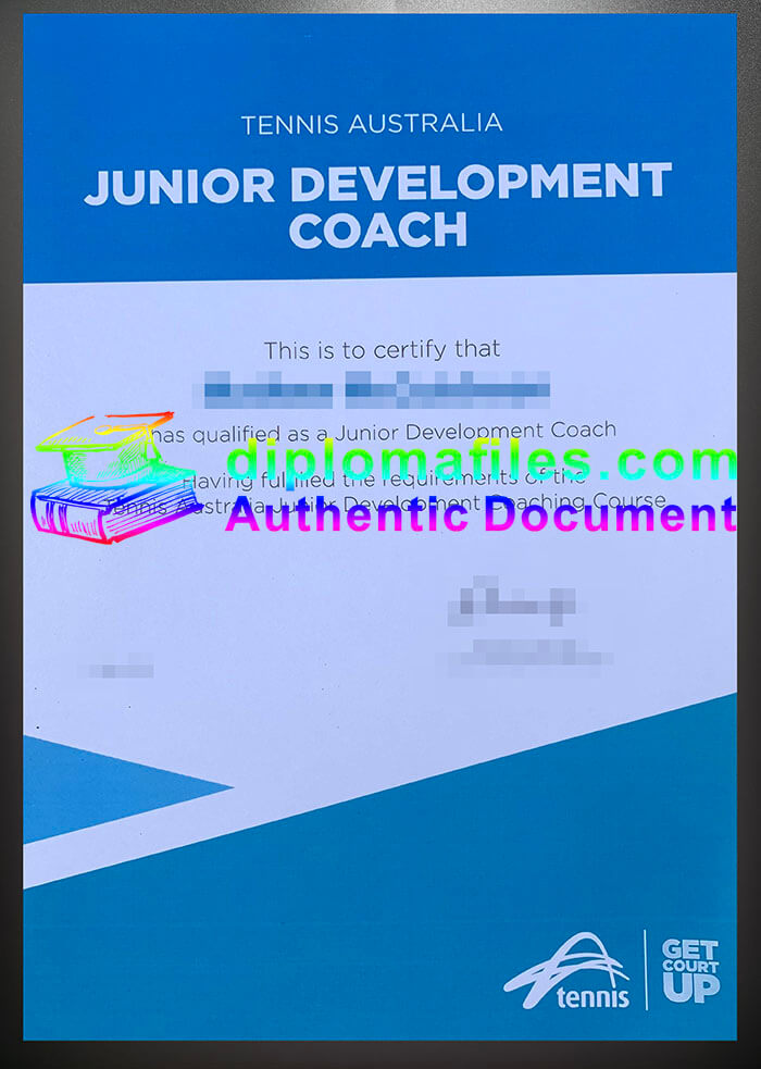 purchase realistic Tennis Australia certificate
