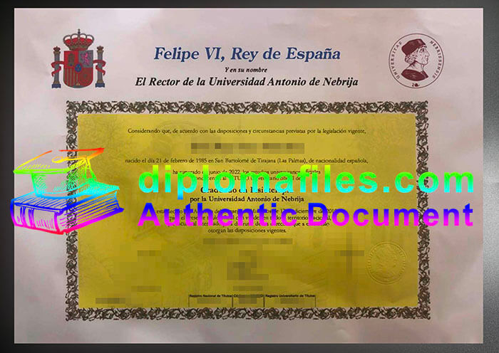 purchase realistic Universidad Antonio de Nebrija diploma