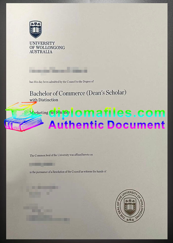 purchase realistic University of Wollongong diploma